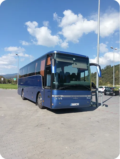 Bus in a parking lot