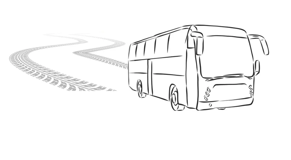 Bus with a trace of the driven route